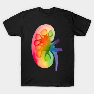 Watercolor Rainbow Kidney (dark) T-Shirt